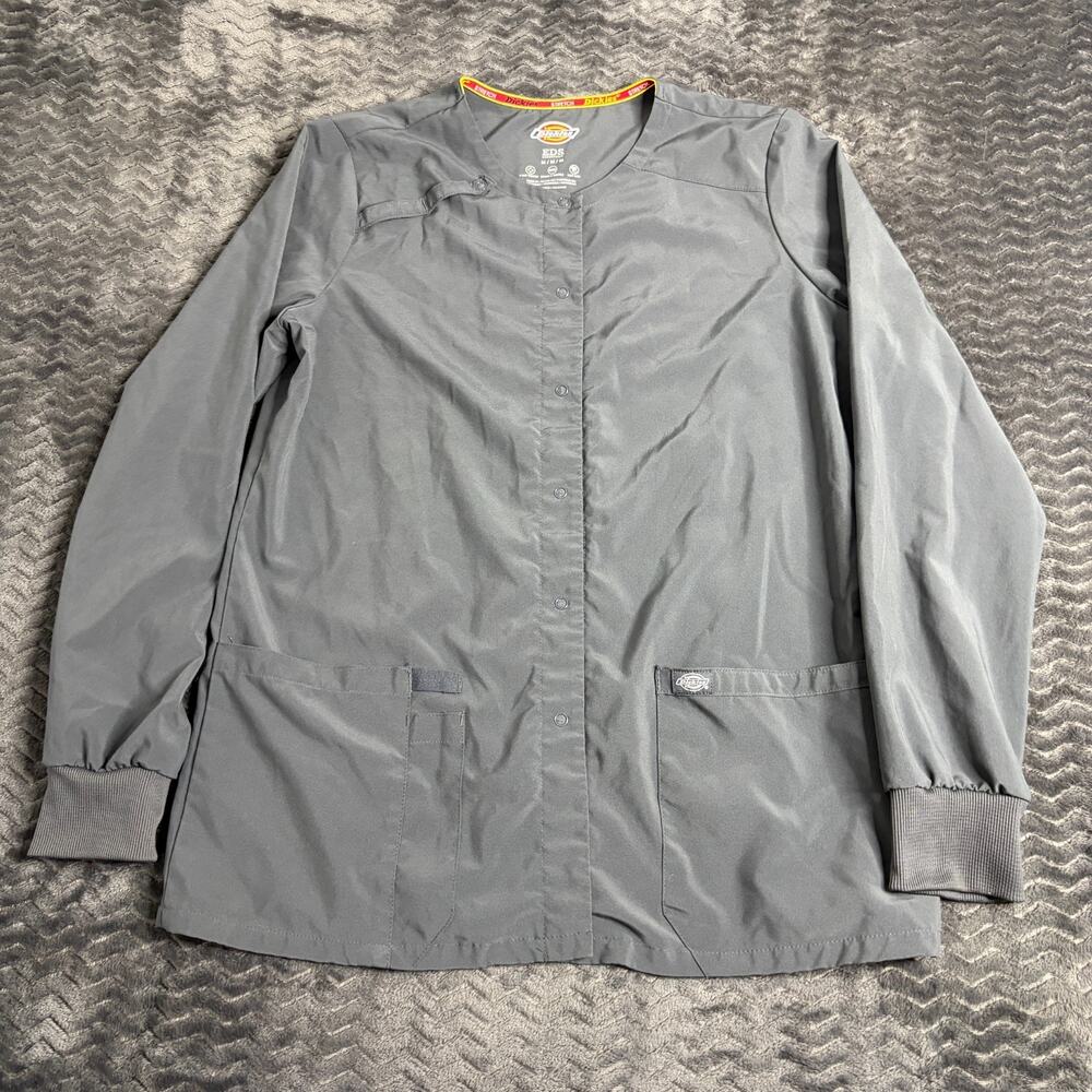 Dickies EDS stretch Essentials Gray Long Sleeve Scrub Top Shirt Size M